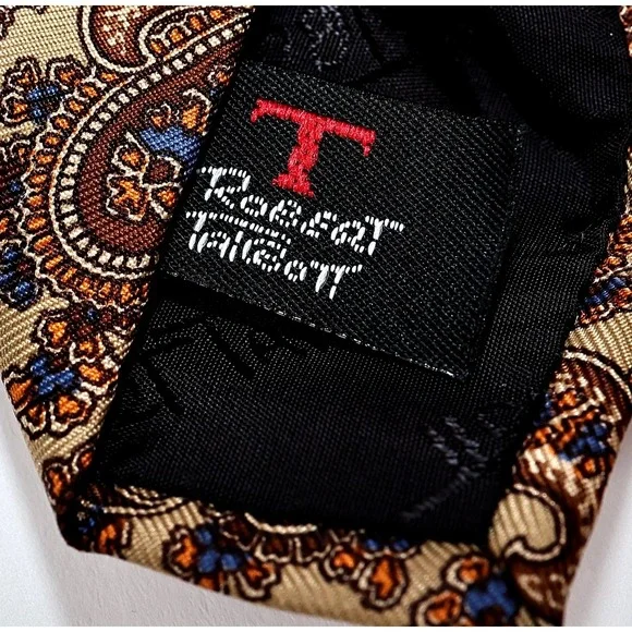Vintage Robert Talbott Tie Mens Classic Silk Paisley Brown Blue‎ Hand Sewn 90s - Picture 6 of 8